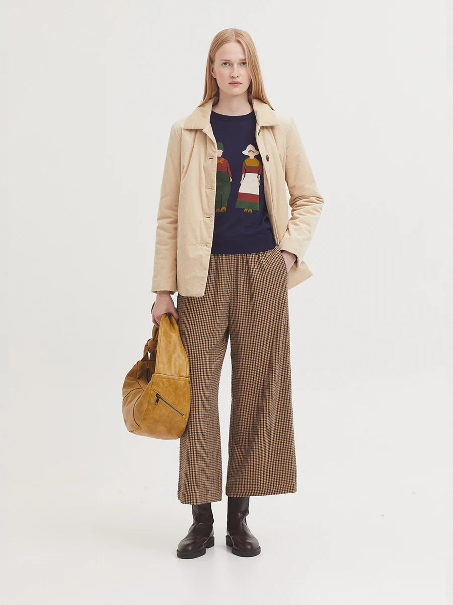 Checkered Wide Trouser - Natural