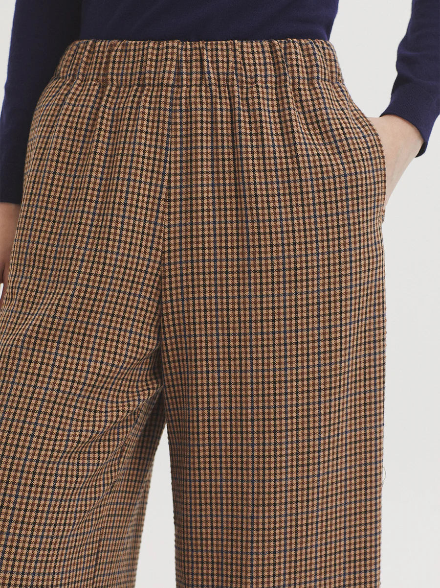 Checkered Wide Trouser - Natural
