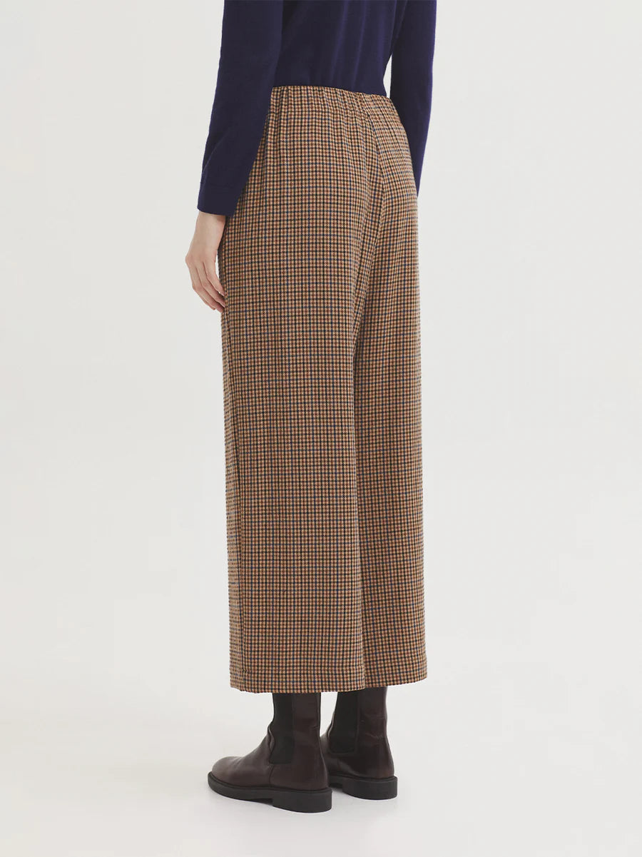 Checkered Wide Trouser - Natural