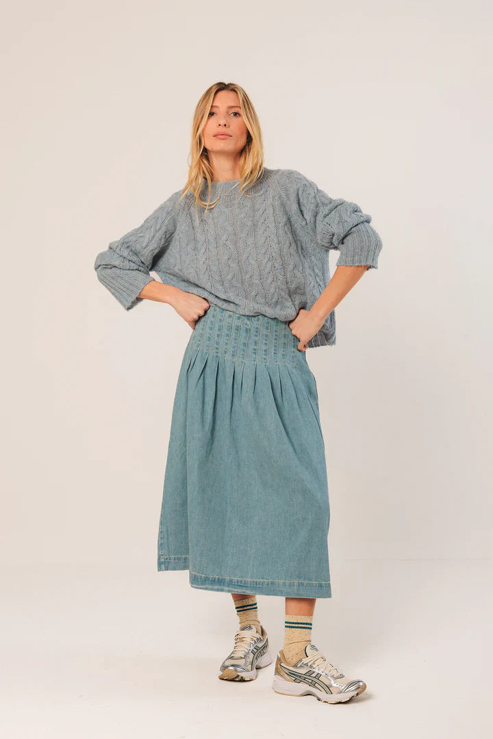 Cable Knit Jumper - Sky