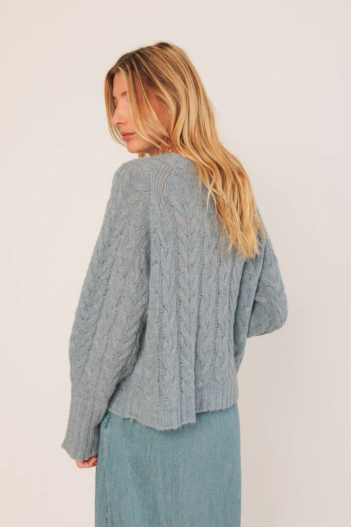 Cable Knit Jumper - Sky
